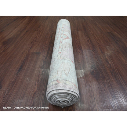 Oushak And Peshawar Wool Hand Knotted Rug Pink 3.0x9.6 -O020702
