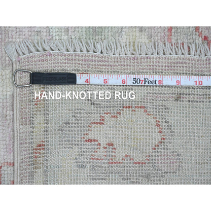 Oushak And Peshawar Wool Hand Knotted Rug Pink 3.0x9.6 -O020702
