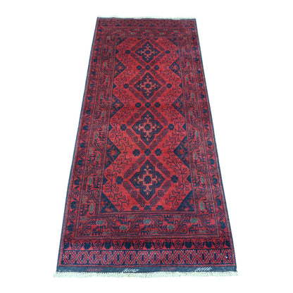 Tribal & Geometric Wool Hand Knotted Rug Red 2.8x6.3 -O020704