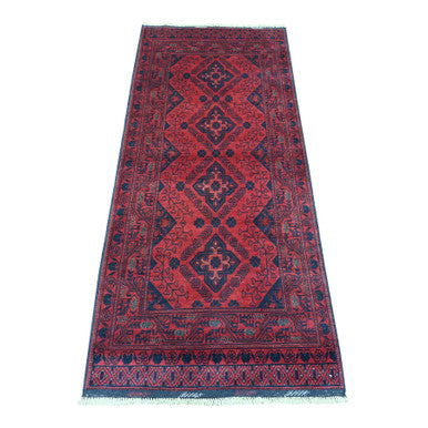 Tribal & Geometric Wool Hand Knotted Rug Red 2.8x6.3 -O020704