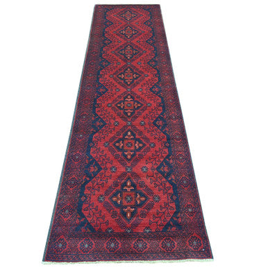 Tribal & Geometric Wool Hand Knotted Rug Red 2.7x9.10 -O020705