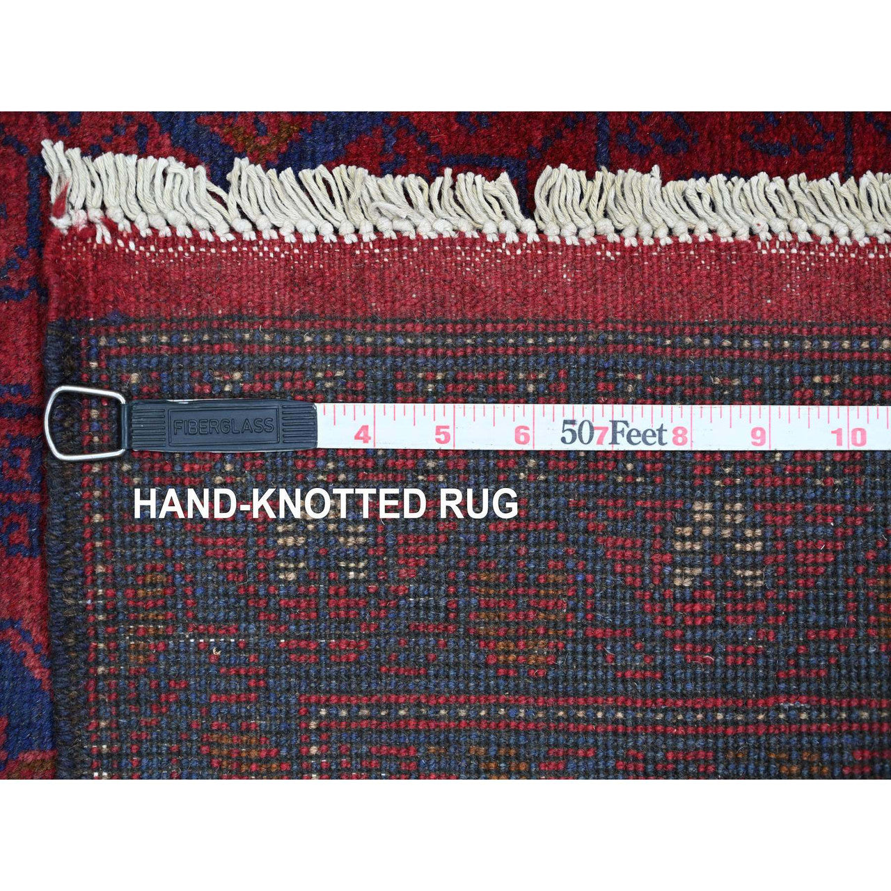 Red 2'7" x 9'8" Tribal & Geometric Hand knotted Wool Rug - Sku: O020716