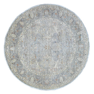 Oushak And Peshawar Wool Hand Knotted Rug Grey 5.11x5.11 -O020730