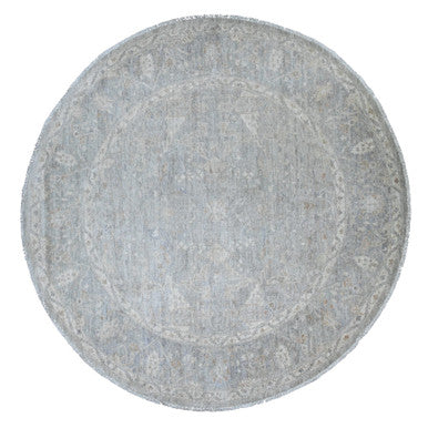 Oushak And Peshawar Wool Hand Knotted Rug Grey 7.8x7.10 -O020731
