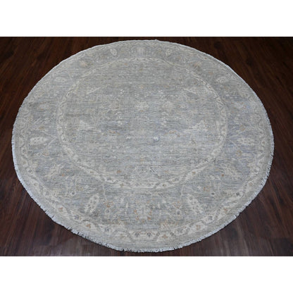 Oushak And Peshawar Wool Hand Knotted Rug Grey 7.8x7.10 -O020731