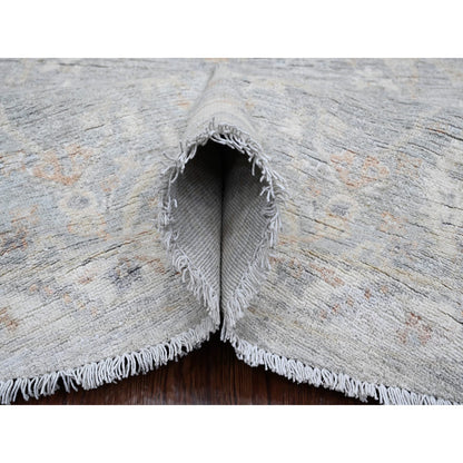 Oushak And Peshawar Wool Hand Knotted Rug Grey 7.8x7.10 -O020731