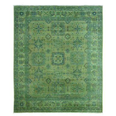 Kazak Wool Hand Knotted Rug Green 8.0x9.7 -O020735