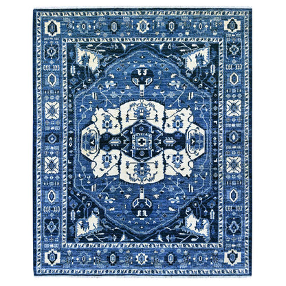 Oushak And Peshawar Wool Hand Knotted Rug Blue 8.2x9.9 -O020739