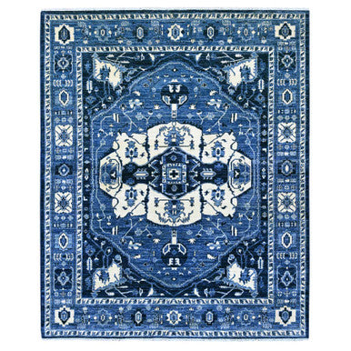 Oushak And Peshawar Wool Hand Knotted Rug Blue 8.2x9.9 -O020739