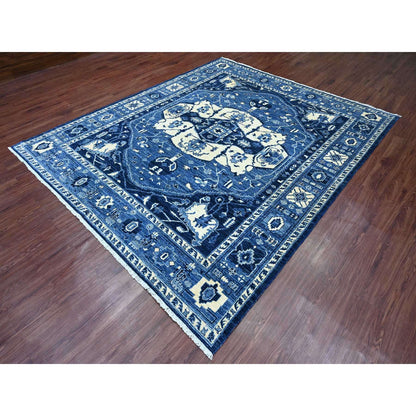 Oushak And Peshawar Wool Hand Knotted Rug Blue 8.2x9.9 -O020739