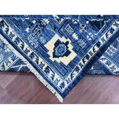 Oushak And Peshawar Wool Hand Knotted Rug Blue 8.2x9.9 -O020739