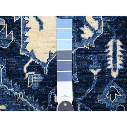 Oushak And Peshawar Wool Hand Knotted Rug Blue 8.2x9.9 -O020739