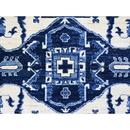 Oushak And Peshawar Wool Hand Knotted Rug Blue 8.2x9.9 -O020739