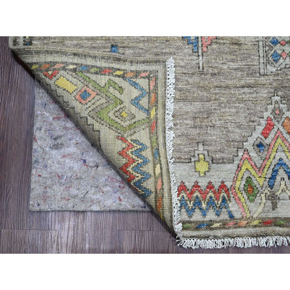 Tribal & Geometric Wool Hand Knotted Rug Grey 9.1x11.5 -O020740