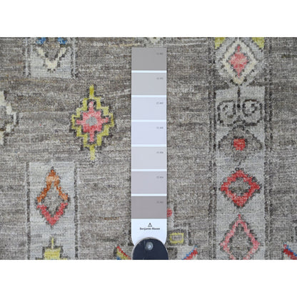 Tribal & Geometric Wool Hand Knotted Rug Grey 9.1x11.5 -O020740