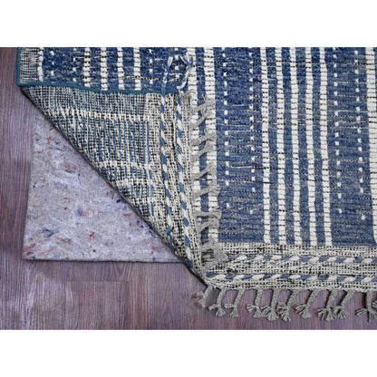 Tribal & Geometric Wool Hand Knotted Rug Blue 6.0x10.4 -O020741