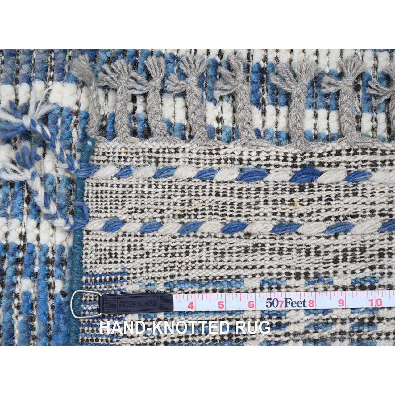 Blue 6'0" x 10'4" Tribal & Geometric Hand knotted Wool Rug - Sku: O020741