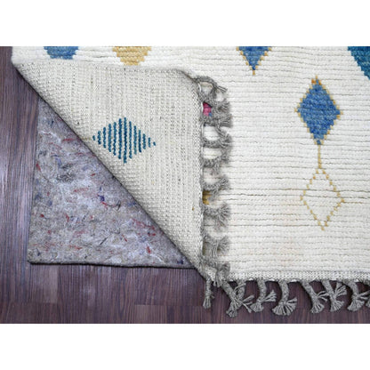 Tribal & Geometric Wool Hand Knotted Rug Ivory 6.0x9.3 -O020742