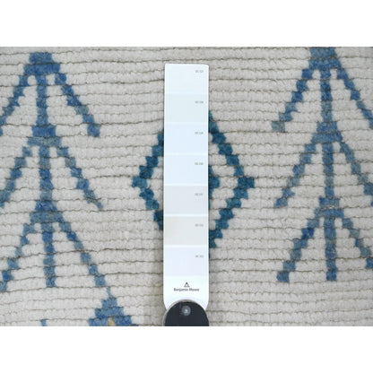 Tribal & Geometric Wool Hand Knotted Rug Ivory 6.0x9.3 -O020742