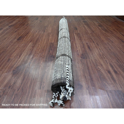 Tribal & Geometric Wool Hand Knotted Rug Ivory 6.6x8.11 -O020743