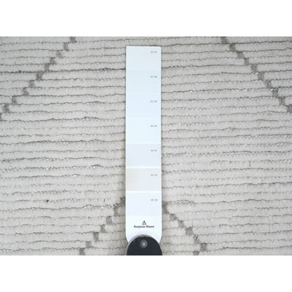 Tribal & Geometric Wool Hand Knotted Rug Ivory 4.1x6.8 -O020744