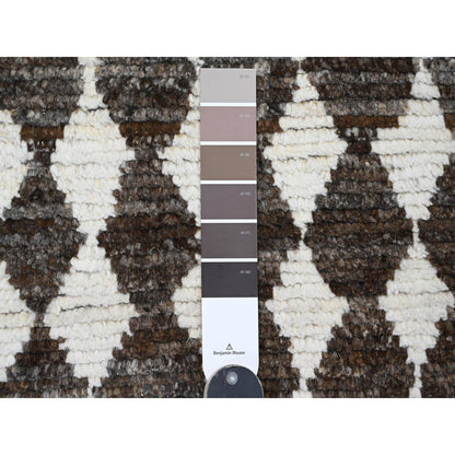 Tribal & Geometric Wool Hand Knotted Rug Brown 4.1x5.6 -O020745