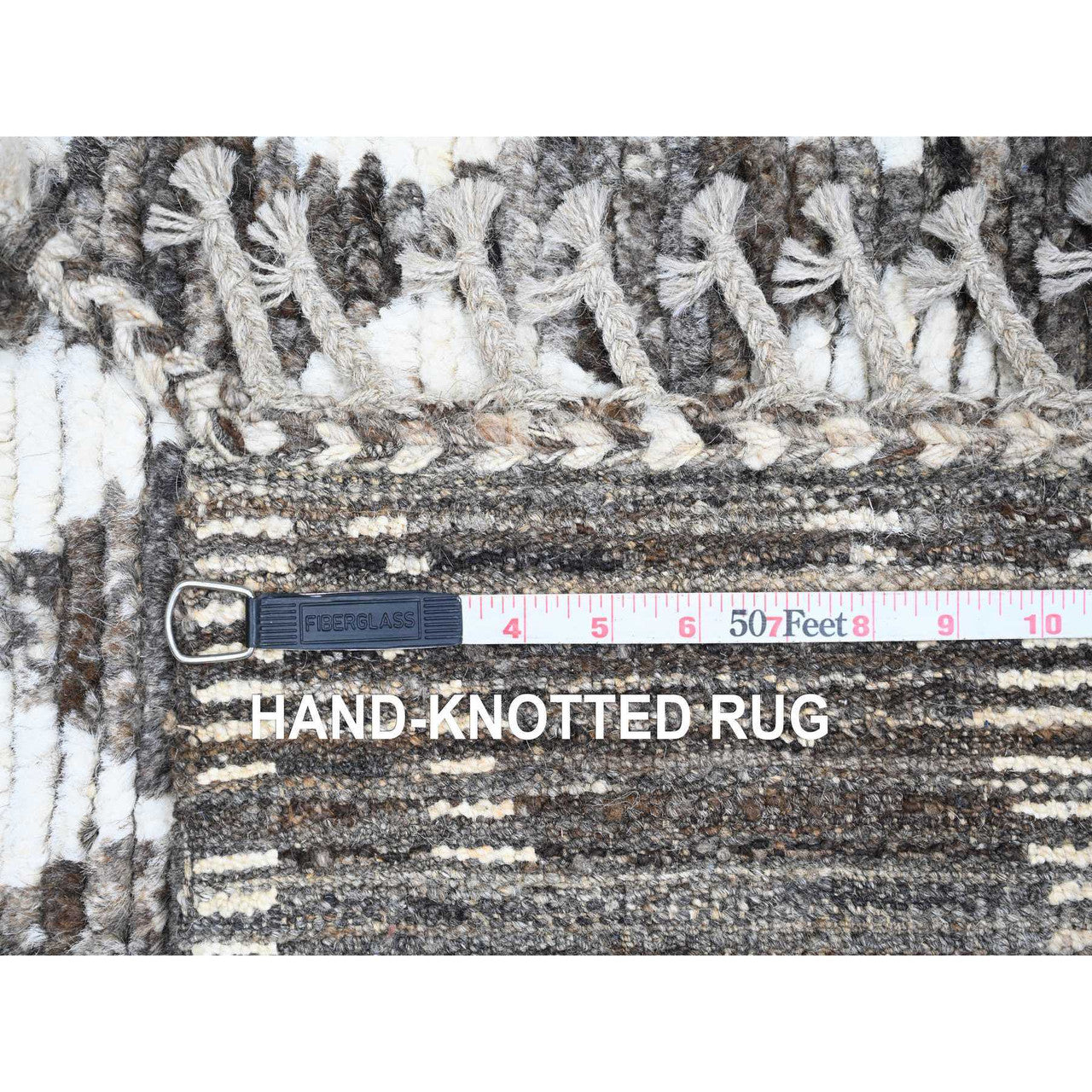 Brown 4'1" x 5'6" Tribal & Geometric Hand knotted Wool Rug - Sku: O020745
