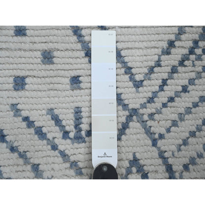 Tribal & Geometric Wool Hand Knotted Rug Ivory 2.5x10.6 -O020748