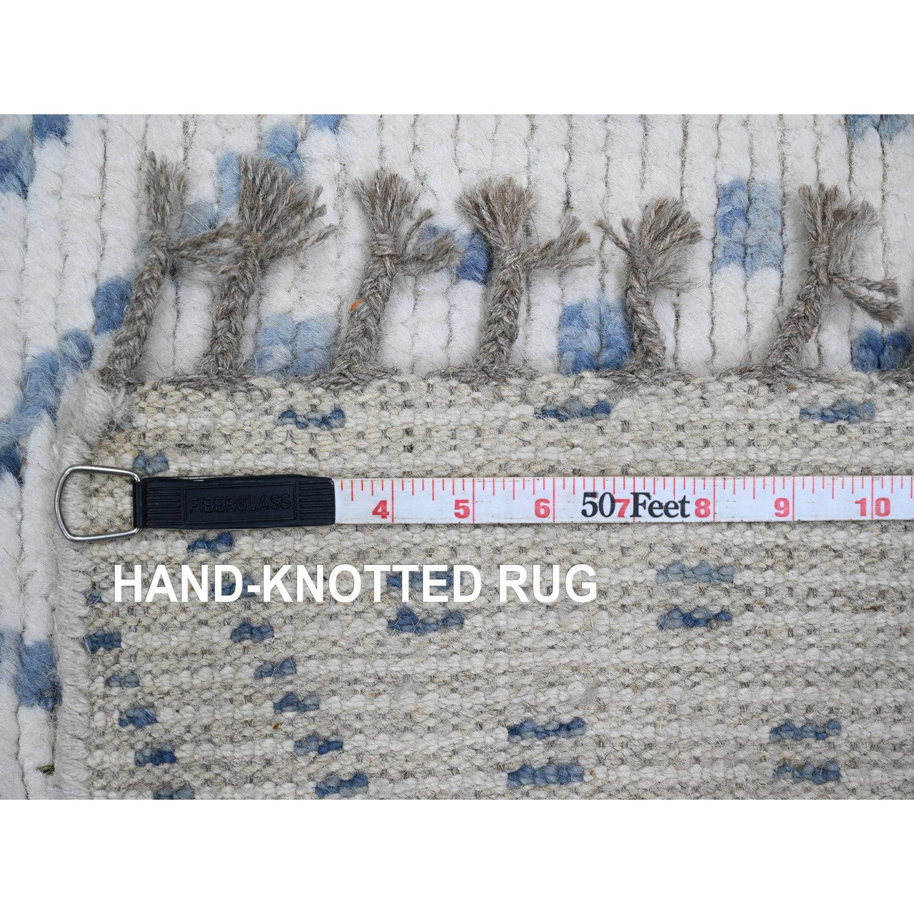 Ivory 2'5" x 10'6" Tribal & Geometric Hand knotted Wool Rug - Sku: O020748