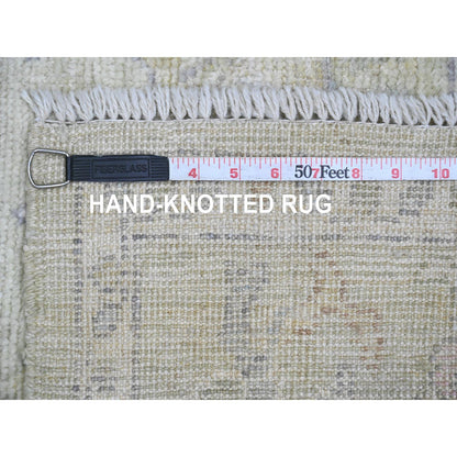Oushak And Peshawar Wool Hand Knotted Rug Green 4.1x4.2 -O020752