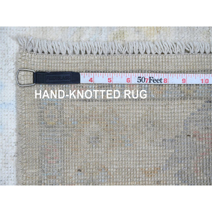 Oushak And Peshawar Wool Hand Knotted Rug Ivory 3.11x6.0 -O020755