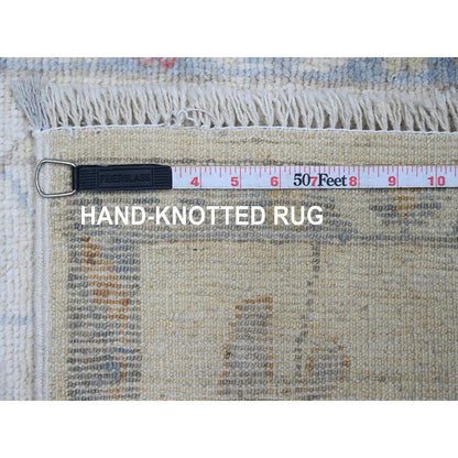Oushak And Peshawar Wool Hand Knotted Rug Ivory 1.11x2.11 -O020757