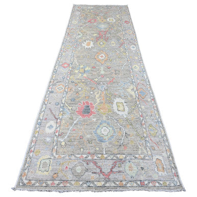 Oushak And Peshawar Wool Hand Knotted Rug Grey 3.9x12.1 -O020759