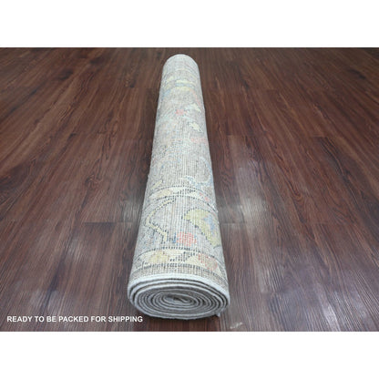 Oushak And Peshawar Wool Hand Knotted Rug Grey 3.9x12.1 -O020759