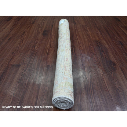 Oushak And Peshawar Wool Hand Knotted Rug Ivory 3.10x5.10 -O020763