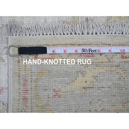 Oushak And Peshawar Wool Hand Knotted Rug Ivory 3.10x5.10 -O020763