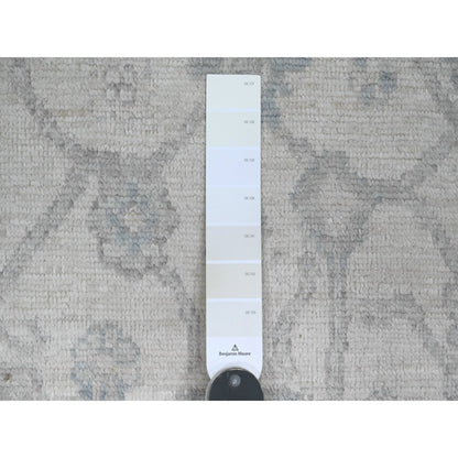 Oushak And Peshawar Wool Hand Knotted Rug Ivory 3.11x12.2 -O020764