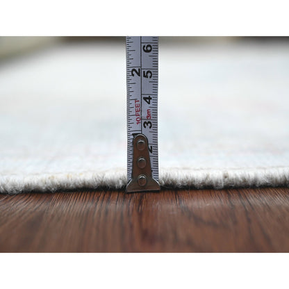 Oushak And Peshawar Wool Hand Knotted Rug Ivory 3.10x10.0 -O020767