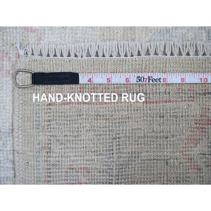 Oushak And Peshawar Wool Hand Knotted Rug Ivory 3.10x10.0 -O020767