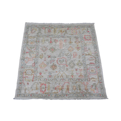 Oushak And Peshawar Wool Hand Knotted Rug Ivory 3.11x4.2 -O020769