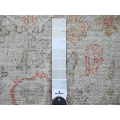 Oushak And Peshawar Wool Hand Knotted Rug Ivory 3.11x4.2 -O020769