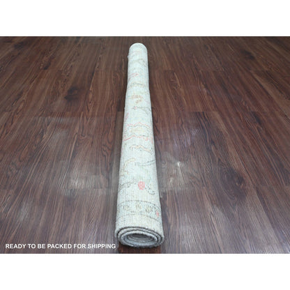 Oushak And Peshawar Wool Hand Knotted Rug Ivory 3.11x4.2 -O020769