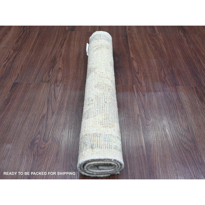 Oushak And Peshawar Wool Hand Knotted Rug Ivory 2.2x3.0 -O020771