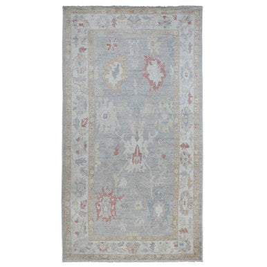 Oushak And Peshawar Wool Hand Knotted Rug Grey 6.2x11.10 -O020772
