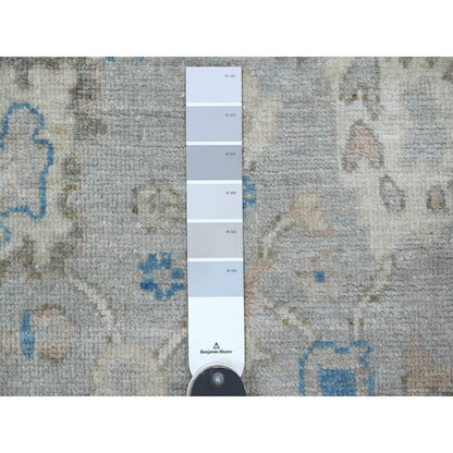 Oushak And Peshawar Wool Hand Knotted Rug Grey 2.9x9.7 -O020786