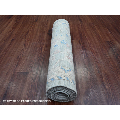 Oushak And Peshawar Wool Hand Knotted Rug Grey 2.9x9.7 -O020786