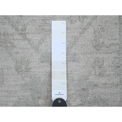 Oushak And Peshawar Wool Hand Knotted Rug Ivory 2.8x11.4 -O020788