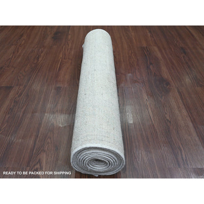 Oushak And Peshawar Wool Hand Knotted Rug Ivory 2.8x11.4 -O020788
