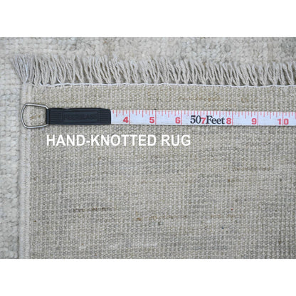 Oushak And Peshawar Wool Hand Knotted Rug Ivory 2.8x11.4 -O020788
