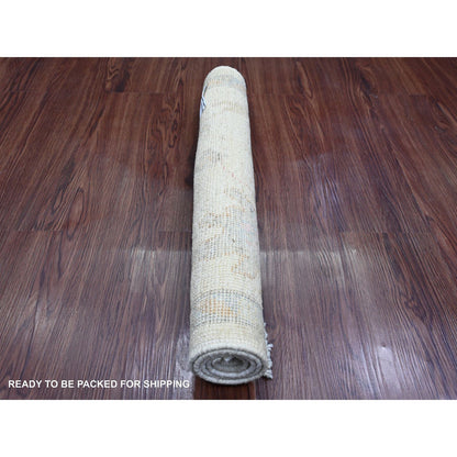 Oushak And Peshawar Wool Hand Knotted Rug Ivory 2.2x3.0 -O020790